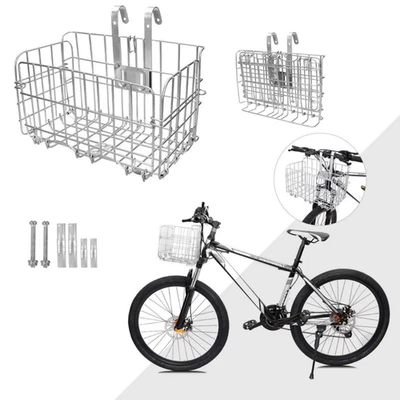 Cesta plegable delantera trasera para bicicleta, malla de alambre plegable cesta delantera desmontable, 1 pieza Foto 1 de 4