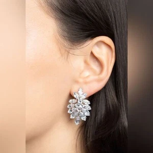 Rhodium Diamant Simulant Floral Ohrhänger - Bild 1 von 5