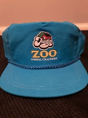 Sombrero de cuerda azul publicidad galletas animales zoológico de Austin vintage años 80 Snapback Foto 1 de 4
