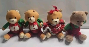 Tiny Holiday Christmas Bear 6" Tall Holiday Lot Of 4 Bears Good For Upcycle - Picture 1 of 9