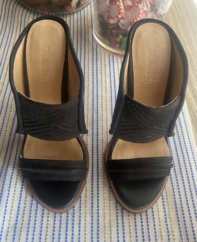 MBT L.A.M.B. Sandali stiletto tacco misura 6 neri pelle scamosciata punta aperta