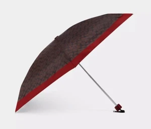 Coach Mini Umbrella in Signature Print UV Protection Chestnut Red NEW - Picture 1 of 1