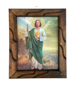 San Judas con Aureola 9”x11” Rustic Wooden Frame New Cuadro Rustico - Picture 1 of 2
