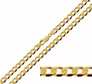 Cadena acera enchapada en oro de 9 quilates en plata esterlina 18 20 22 24 26 28 30" pulgadas 5,2 mm - Imagen 1 de 10
