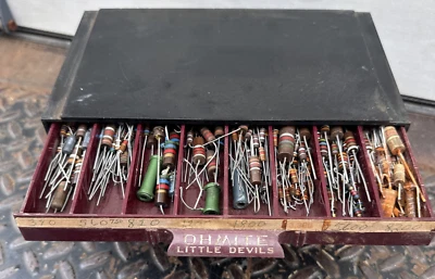 Vintage OHMITE “Little Devils” Resistor Bakelite Cabinet 5 Drawer FULL - Image 1 of 4