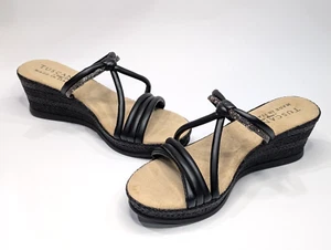 Easy Street Elvera Tuscany Black With Stones Women's Wedge Sandals-Size 7.5 NWB - Picture 1 of 9