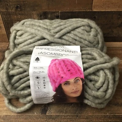 Лот из 2 Lion Brand пряжи Wow серый моток акриловая шерсть крючком Jumbo - Изображение 1 из 3