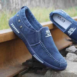 Trendy Denim Men's Canvas Shoes Slip on Sneakers Male for Summer New Outdoor - Picture 1 of 8