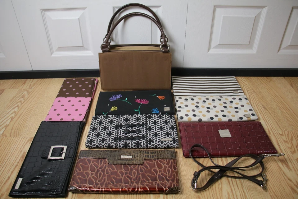 Miche Purse + Cover shells Lot - 11" Black Faux Crocodile / Pink / Brown Leather - Image 1 of 4