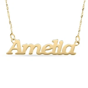 Personalisiertes Namensschild 9 kt Gold, personalisierter Namensanhänger, Unisex Geschenk für Sie - Bild 1 von 8