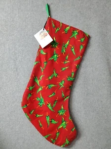 Christmas Stocking Handmade Chile Peppers Green 20" Tropical Hawaiian Upcycled - Picture 1 of 6