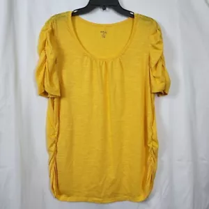 Style & Co Women's Dark Yellow Short Sleeve Ruched Details Casual Career Top 1X - Picture 1 of 7