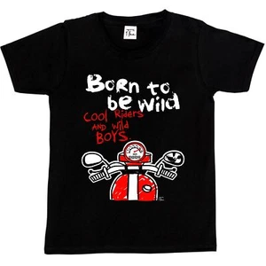 1Tee Kids Boys Born to be Wild Biker T-Shirt - Picture 1 of 5