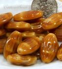 Oval Ribbed Beads, Brown w/Gloss Finish, 20x10mm, 10 beads