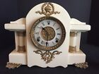 Antique Wm. Gilbert Mantel Clock White With Gold Accents