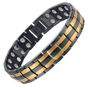 Pulsera de terapia totalmente magnética de titanio oro negro | alivio del dolor de la artritis - Imagen 1 de 4