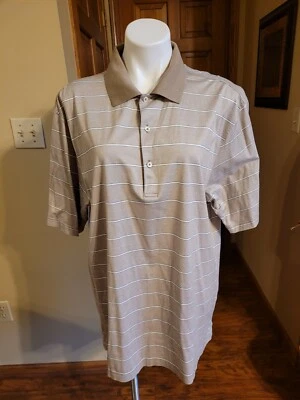 Camisa de golf Fairway & Greene marrón a rayas grande Foto 1 de 3