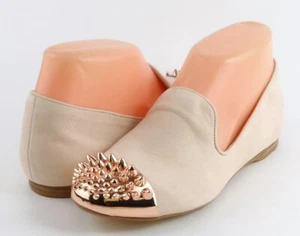 $150 BOUTIQUE 9 YENDO Natural Pink Leather Spiked Designer Loafers Flats 5.5 - Picture 1 of 4