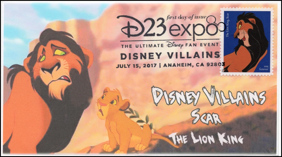 17-180, 2017, Disney Villains, Scar, The Lion King, Pictorial, FDC - Image 1 of 1
