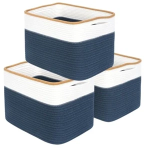 MINTWOOD Design 3-Pack Storage Baskets for Shelves, Decorative Prussian Blue - Picture 1 of 3