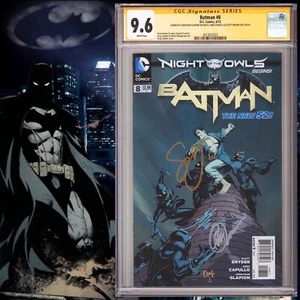 CGC 9.6 SS Batman #8 signed by Snyder, Capullo & Glapion White Pages Neu 52 - Bild 1 von 2