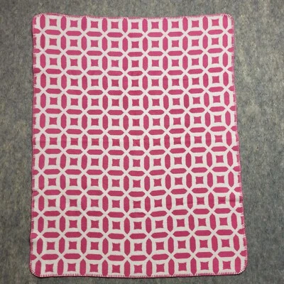 Pottery Barn Niños Rosa Blanco Geométrico Bebé Manta Reversible Cochecito Cuna Foto 1 de 4