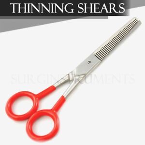 Hair Salon 6" Stylist Barber Thinning Shears Scissors Red Padded Finger Holes