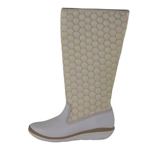 Timberland Kickadillaquilt stivali da donna 84377 pelle bianca 14 pollici vintage taglia 7 5