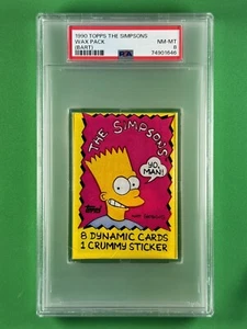 1990 Topps Die Simpsons Wachspackung PSA 8-Bart Simpson oben - Bild 1 von 2