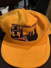 Vintage Santa Fe Railroad Chicago Terminal Trucker Hat Snapback  Yellow. Rare