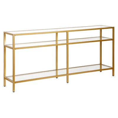 Henn&Hart 64" Brass Metal/Glass Console Table