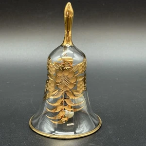Vintage Murano Glas Glocke klar mit Gold Detail handbemalt Italien Glaswaren - Bild 1 von 7