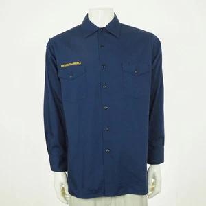 New Boy Scouts of America Uniform Shirt Youth Boys 2XL XXL Blue USA Flag Camp - Picture 1 of 5