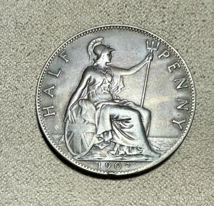 1902 Great Britain England Half Penny Edward VII - Picture 1 of 2