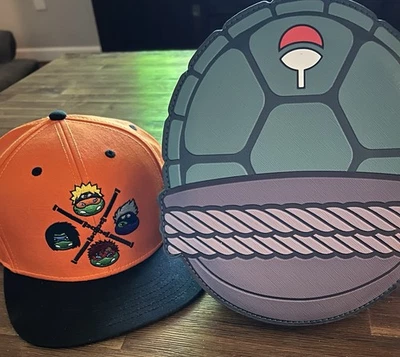 TMNT X NARUTO SET Naranja SnapBack Gorra de Béisbol Sombrero y Vinilo Bandolera Bolsa Cartera Foto 1 de 4