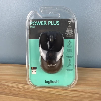 New Logitech M525 Power Plus Optical Wireless Laser Mouse ‎910-002696 Black Gray - Image 1 of 4