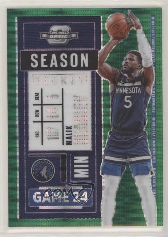 2020 Panini Contenders Optic Season Ticket Green Pulsar Prizm /25 Malik Beasley - Image 1 of 2