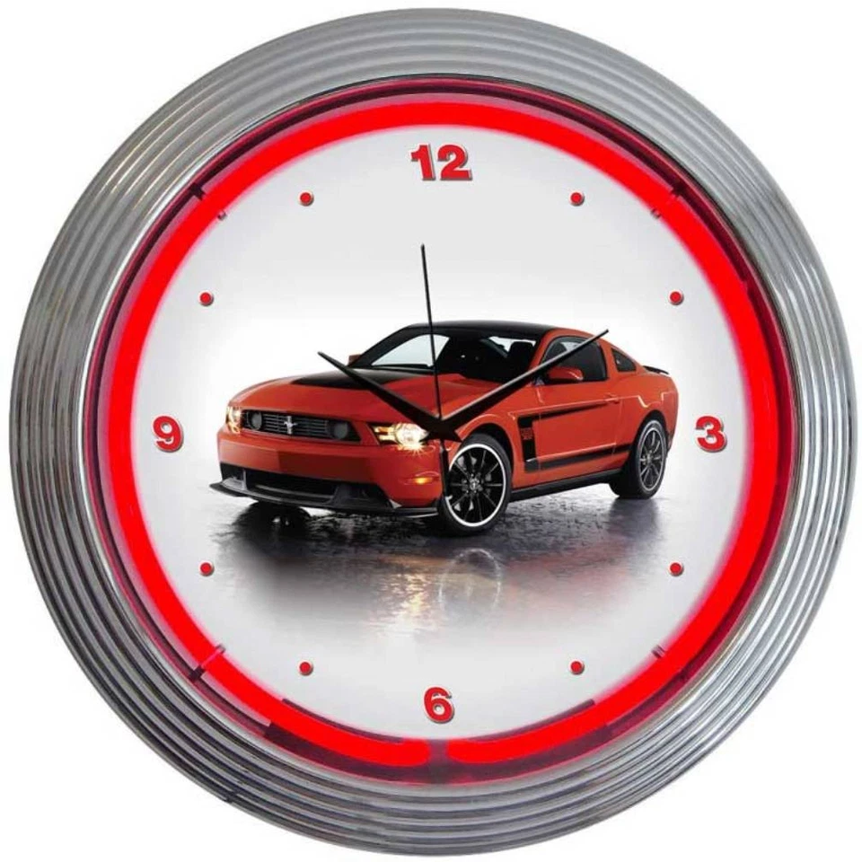 Ford Mustang Boss 302 Reloj Neón Coches Sala de Juegos Sótano Cueva Arte de Pared Decoración Foto 1 de 1
