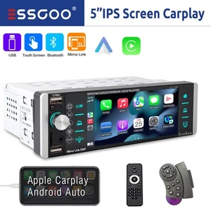 ESSGOO 5" Single DIN Car Stereo IOS Carplay Android Auto Bluetooth IPS Screen FM - Picture 1 of 12