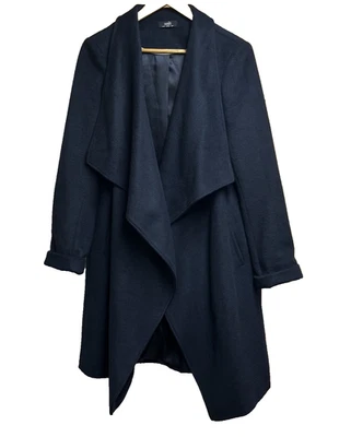 Wallis Coat Size 12 Navy Waterfall Jacket Winter Blue Smart Casual Satin Lined - Image 1 of 4
