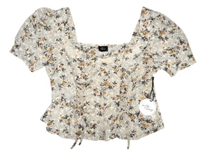 Milk & Honey Mujer’s 1X Floral Ojales Top Corsé Corbatas Cottagecore Boho NUEVO - Imagen 1 de 7