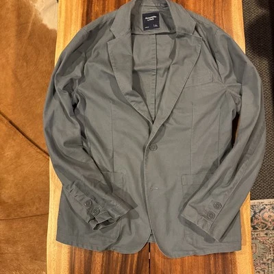 Abercrombie & Fitch Blazer Jacket L Mens Gray Viscose Blend Stretch Vintage - Image 1 of 4
