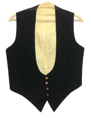 VINTAGE ROYAL NAVY FORMAL WOOL SINGLE BREASTED BLACK WAISTCOAT SIZE 34'' R - Image 1 of 4