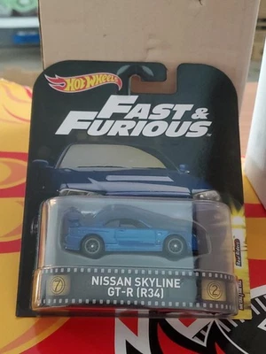 Hot Wheels 2017 Retro Entertainment Fast & Furious Nissan Skyline GT-R R34 DWJ88 - Image 1 of 4