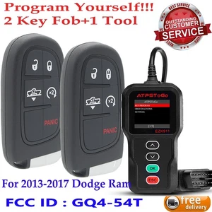 New Remote Key Fob And Tool For 2013-2017 Dodge Ram 1500 2500 3500 GQ4-54T - Picture 1 of 9