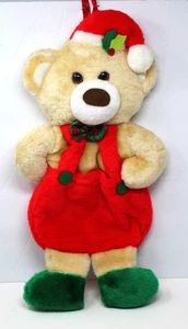 Vintage Rennoc Beige Blonde Teddy Bear Plush 3D Christmas Stocking 20" Overalls - Picture 1 of 4