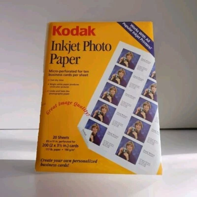 Kodak inkjet Photo Paper Micro-perforated For Ten Business Cards 20 Sheets - Image 1 of 4