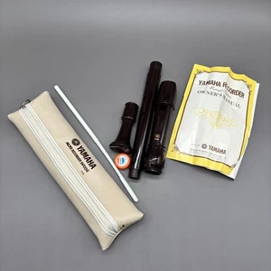Yamaha Alto 18” Recorder Baroque Brown 3 Piece Case Cream Grease Japan Vintage - Picture 1 of 8