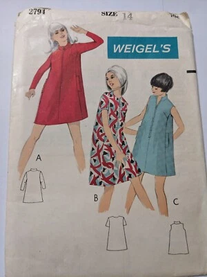 Weigel's Sewing Pattern 2794 Womens Shift Dress Zip Size 14 Vintage 60s Uncut FF - Image 1 of 2