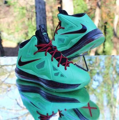 Nike LeBron X 10 Corte Jade 2012 Talla 6.5Y Verde Negro Rojo Personalizado 543564-301 Foto 1 de 4